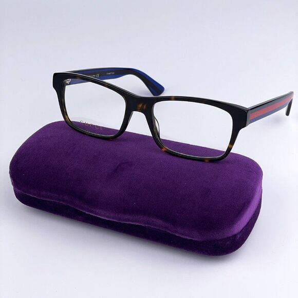 NEW GUCCI GG0006ON 007 Havana Blue Square Men Eyeglasses - Picture 1 of 11